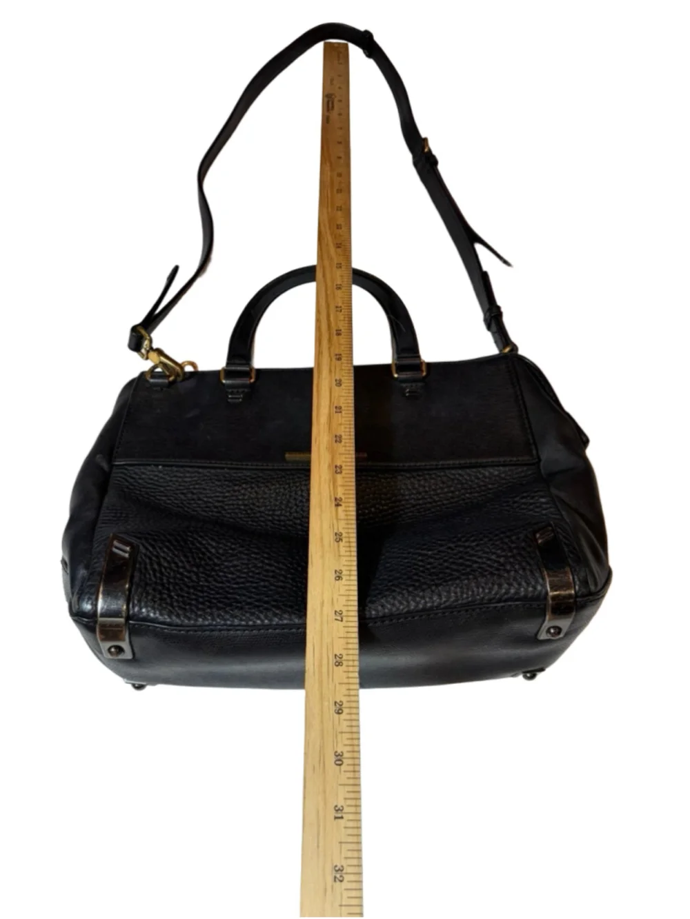 Marc by Marc Jacobs Black Leather Satchel Crossbody Shoulder Bag Gold Hardware